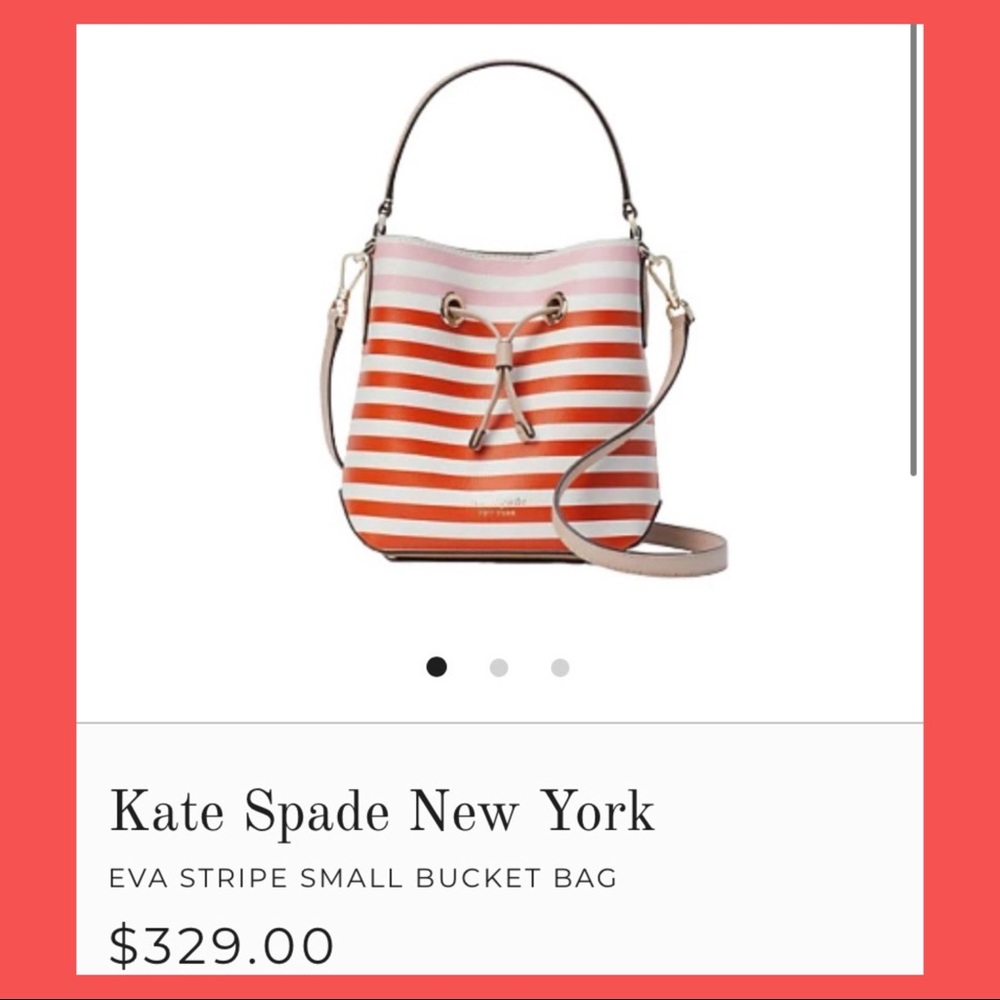 NWT Kate Spade Eva Stripe Small Bucket Bag